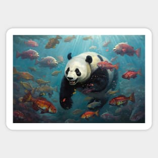 A Panda's Aquatic Journey Sticker